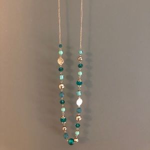 Loft green and gold statement necklace